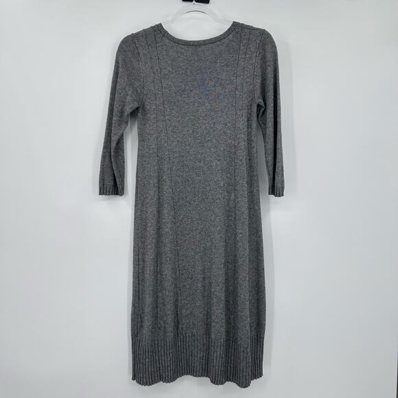J Jill Grey Wool-Blend Ribbed Hem Sweater Dress Gray Knit Midi Womens Size S - Picture 9 of 12